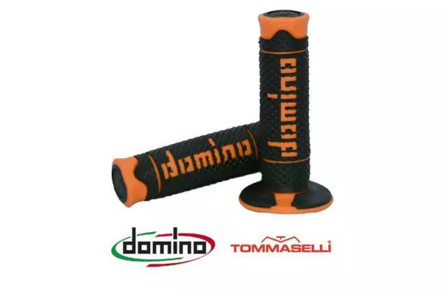 Domino A260 Black / Orange Closed End MX Enduro Grips to fit Rieju 50 MRT Pro