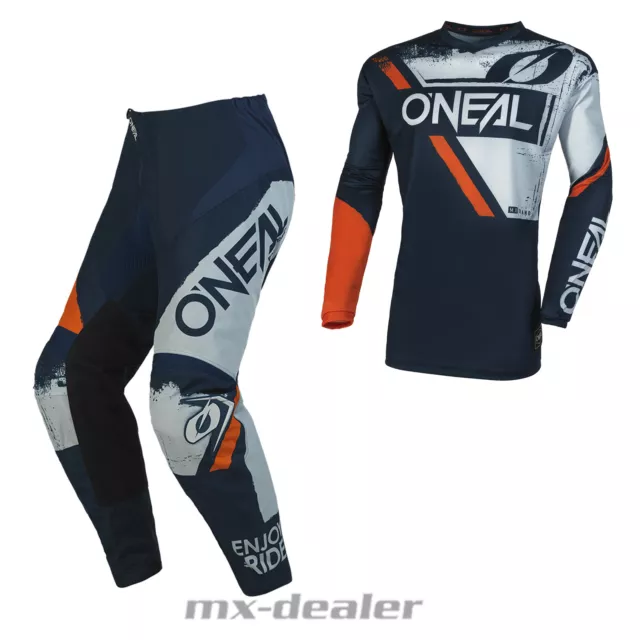 O'Neal Element V.23 Choquant Bleu Orange Pantalon de Motocross Type Jersey MX