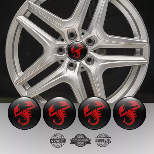 Set of 4 Silicone Center Wheel Cap Stickers Abarth Emblem Logo Decals Rims