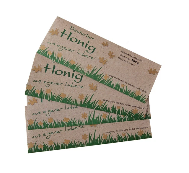Honig-Etikett natur, 500g, 100 Stück, nassklebend, Honigglas-Etikett