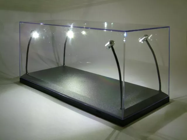 Klarsichtbox Vitrine LED-Beleuchtung schwarz für 1:18 Modellautos 4 LED-Lampen