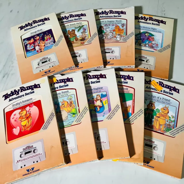 Vintage Teddy Ruxpin Adventure Series Story Book & Cassette Tape Sets Lot of 9