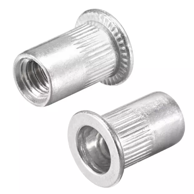 1/4-20 Rivetto Dadi Zigrinato Piatto Testa Filettato Inserto Dado Argento 50pz