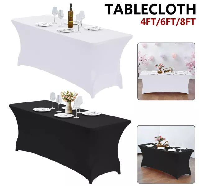 4/6/8FT Fitted Spandex Tablecloth Rectangular Party Table Cloths Cover Reusable