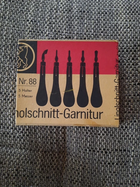 Werkzeug für Linolschnitt Linolmesser Garnitur 88 + 5 Halter Neu OVP (von 1983)