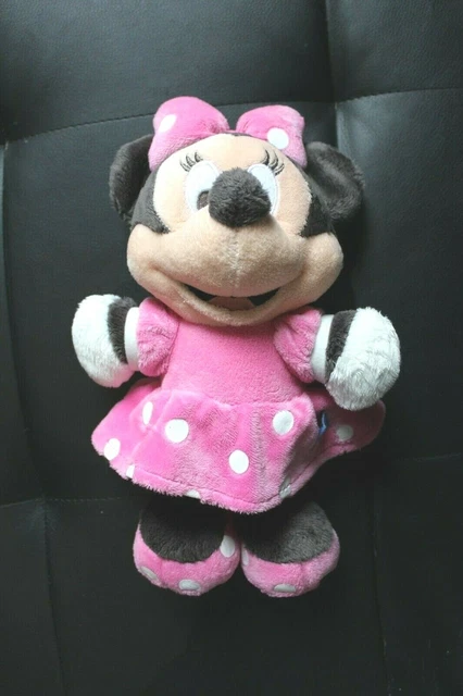 Doudou minnie souris avec robe rose a pois disney SIMBA noeud rose blanc 29 cm