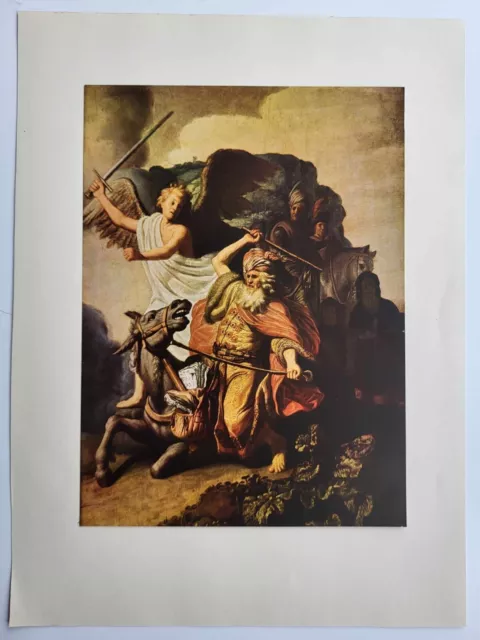 Old Antique Print Rembrandt Bible Paintings The Angel and the Prophet Balaam