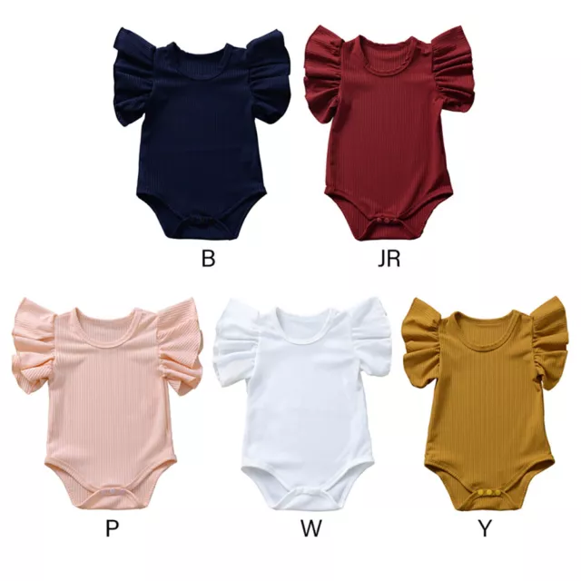 Newborn Baby Girl Romper Outfits Ruffles Sleeve Bodysuit Jumpsuit Romper Clothes