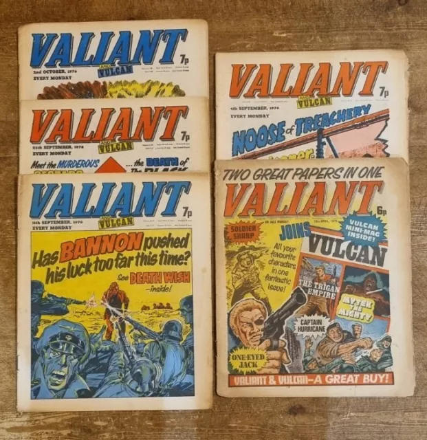 Valiant And Vulcan WWII Comic X5 Issues 1976 IPC