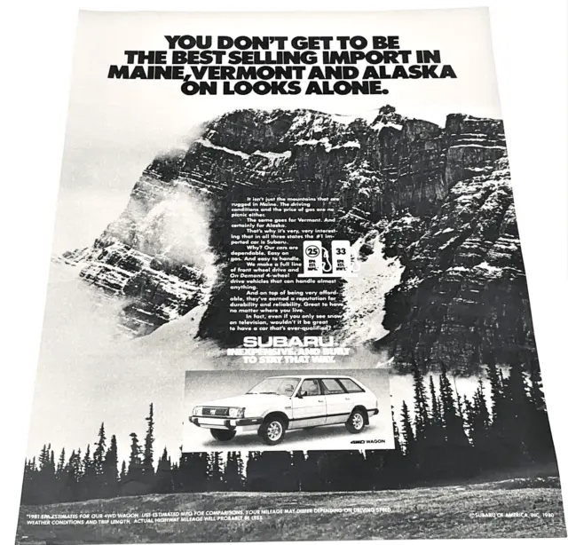 1981 Suberu Wagon Automobile Car Vintage Print Ad Maine Vermont Alaska
