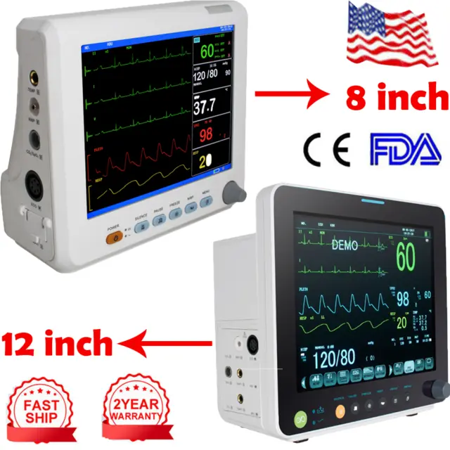 CAREJOY Medical 12/8" Vital Signs Patient Monitor 6 Parameter ECG NIBP RESP PR