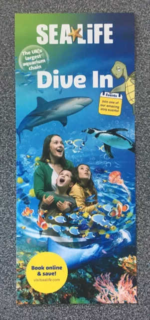 Sea Life Large Promotional Gatefold Flyer United Kingdom Sharks Turtles Penguins