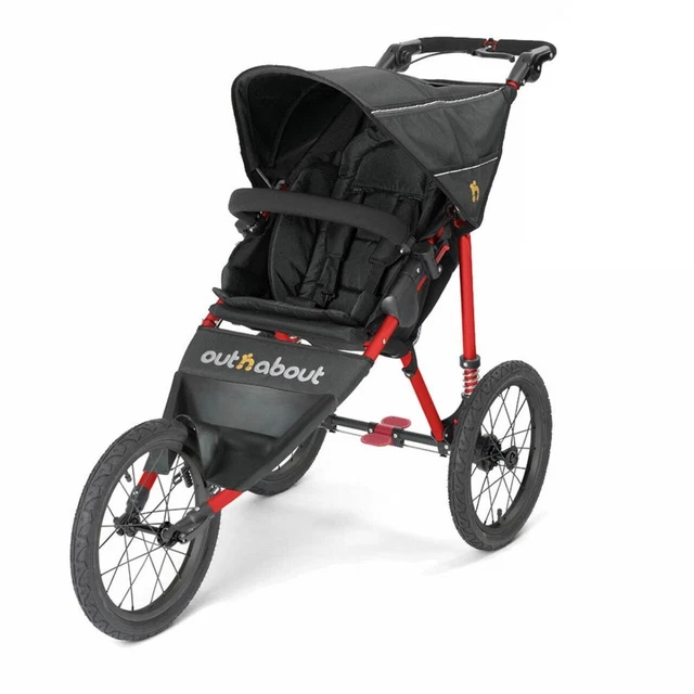 Out n about nipper sport V4 pushchair Raven black with red frame birth to 22 kg