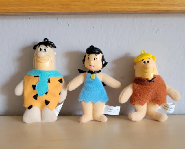 1989 The Flintstones Mini Plush doll/ornaments from Denny's Hanna Barbera