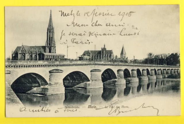 cpa postcard 1905 METZ Moselle Le PONT des MORTS TRAILER Cirque? Hans EICHEL