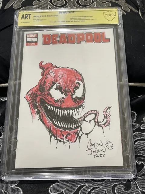 CBCS ART Grade Sketch Deadpool 1 Blank Variant Cover by CAMRON JOHNSON Venomized