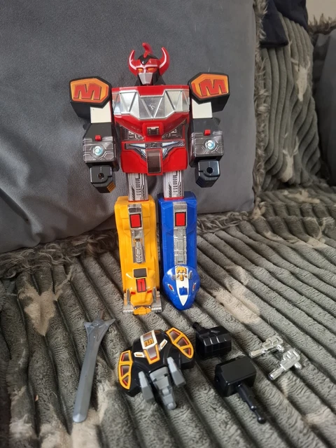 Power Rangers MMPR – Megazord Bandai 1991 – Vintage Original, Bon état, Poings éjectables