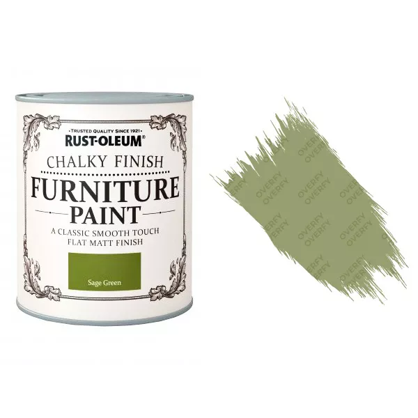 Rust-Oleum Chalk Chalky Furniture Paint Chic Shabby 750ml Sage Green Matt