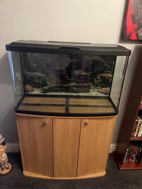 Marina Vue Fish Tank Black Aquarium Cabinet Led Filter Coldwater Tropical