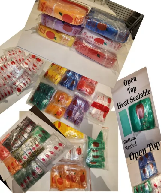 Apple Plastic Bags Baggies Jewelry Ziplock Zipper Stamp 2-100-1000 Bags lot