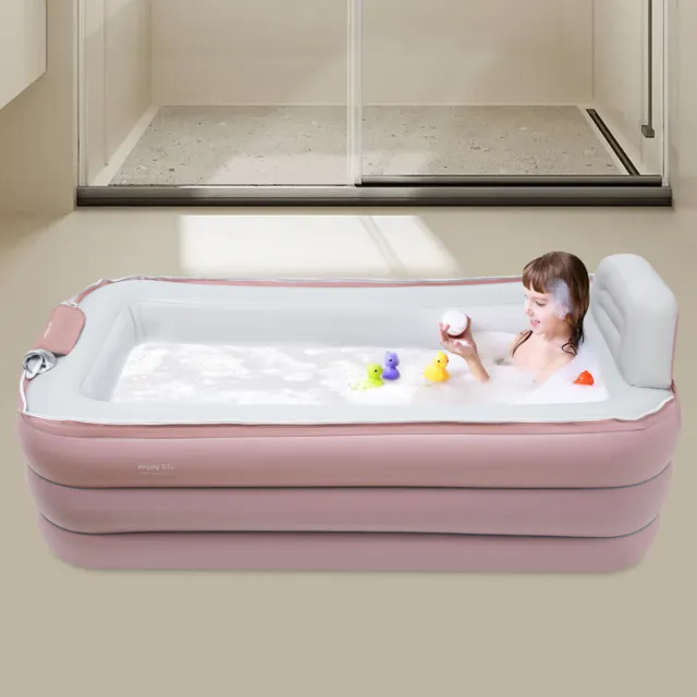 Automatische Aufblasbar Faltbare Badewanne Mobil Erwachsene Spa Planschbecke PVC 2