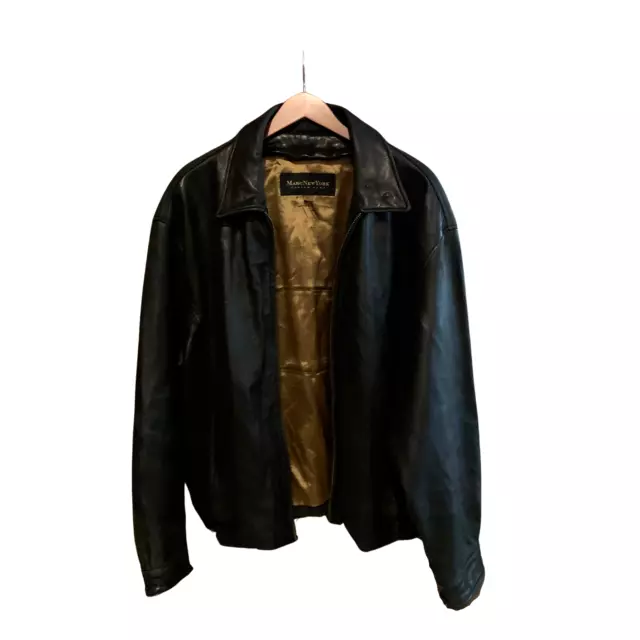 Black Leather Bomber Jacket Marc New York by Andrew Marc Men's Size XL