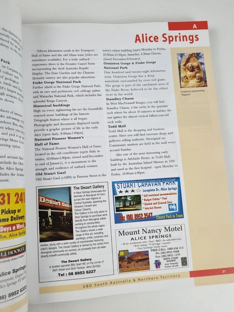 SOUTH AUSTRALIA & Northern Territory Street Directory 2001 UBD Road Map ...
