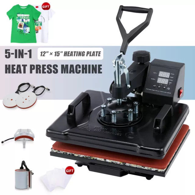 Mug Press Heat Press Machine 12x15inch 5in1 T-shirt Printing Shirt Printer
