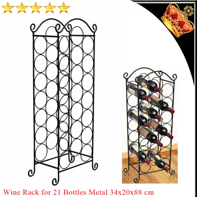 Wine Rack for 21 Bottles Metal Home Bar Cabinet Storage Organiser New 34x20x88cm