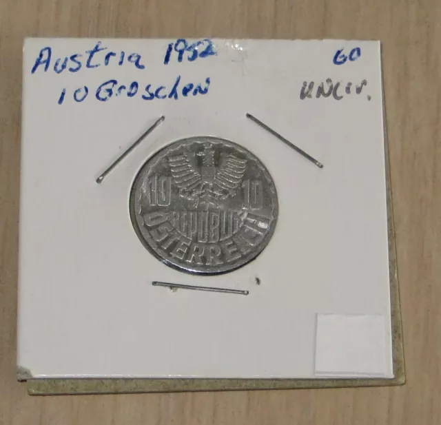  Austria 1952 10 Groschen coin 1P10 Uncirculated