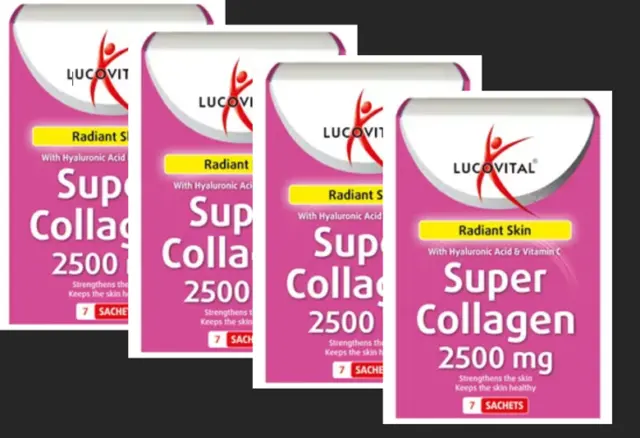 4 X 7 Sachets Lucovital Super Collagen 2500mg With Hyaluronic Acid & Vitamin C