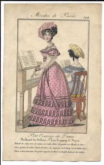 Petit Courrier Des Dames  Modes De Paris  Regency Fashion  Sept 1825  Plate 344