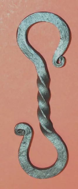 S-Hook Hanger Twisted Wrought Iron, 4", Hand Forged by Blacksmiths 2