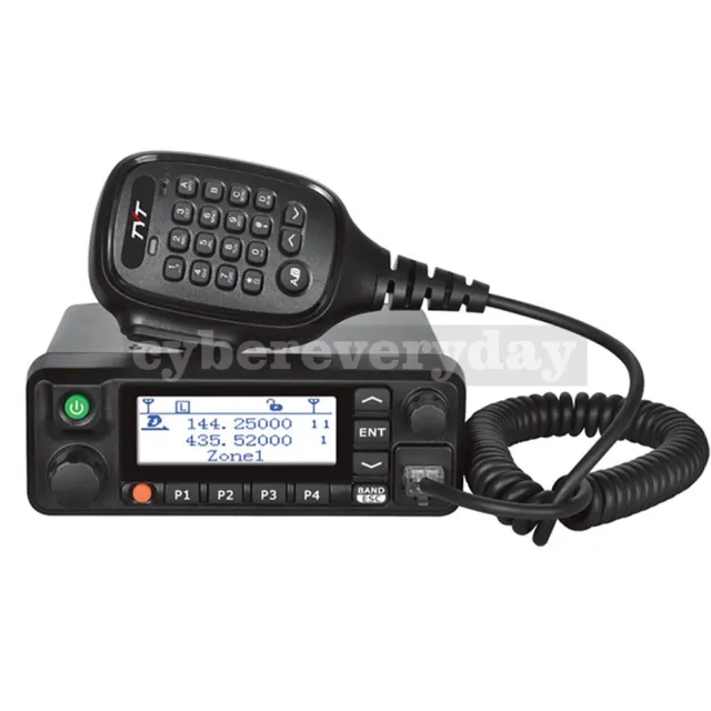 50W Dual Band Mobile Radio VHF DMR Transceiver Built-in GPS w/ Programming Cable