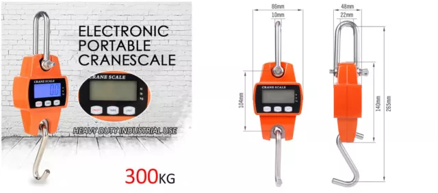 Mini Crane Scale Portable LCD Digital Electronic Hook Hanging Scale 300kg 0.1 kg 3