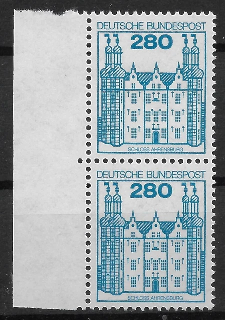 Bund 1982 ** Mi 1142 Burgen B&S 280Pf im Paar senkrechte Paare Rand links 03612I