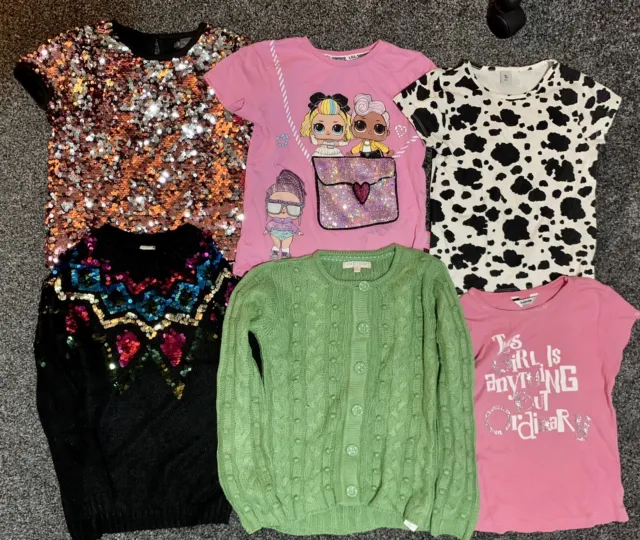 Lovely Bundle of girls clothes Age 5-6  Sparkling Tops ,jumpers & Cardigan.