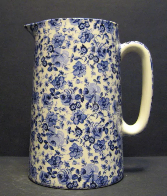 Heron Cross Pottery Small Blue Flower Chintz English 2 Pint Milk Jug