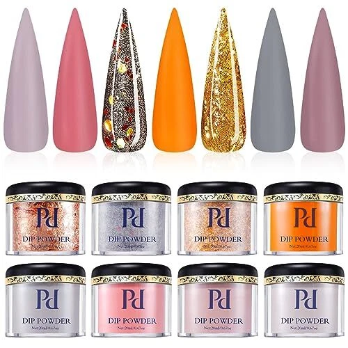 Juego de Polvo PrettyDiva Fall Dip - 8 piezas IR PARA UNA COLECCIÓN ELEGANTE Cosecha de Otoño...