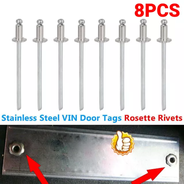 8x For GM AMC Cars Fender Center Rosette Rivets VIN Door Tags