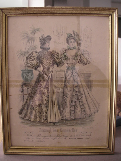 Gravure Ancienne Encadrée - Mode Art Nouveau, Journal Des Demoiselles
