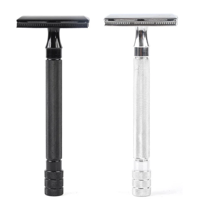 Afeitadora de afeitar de seguridad ajustable clásica para hombre con cepillo pequeño=