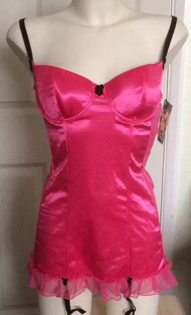  Dreamgirl Lingerie set Fuchsia Hot Pink Babydoll Chemise with Thong.Large