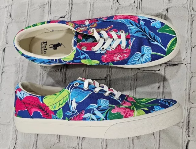 POLO RALPH LAUREN Keaton Pony Canvas Villa Floral Sneaker Shoes MENS SIZE 14