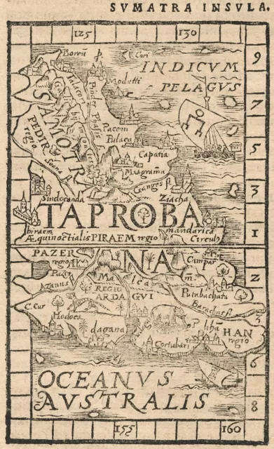 Antique Map "Sumatra Insula" S. Munster, 1572