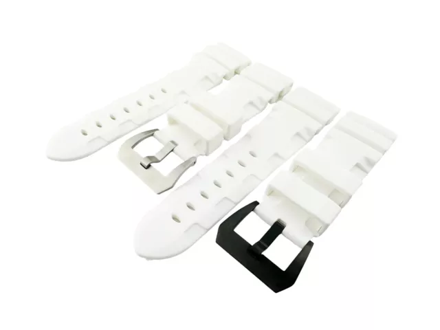 White 24 26mm Rubber Silicone Diving Strap Band fit PANERAI OFFICINE Watch