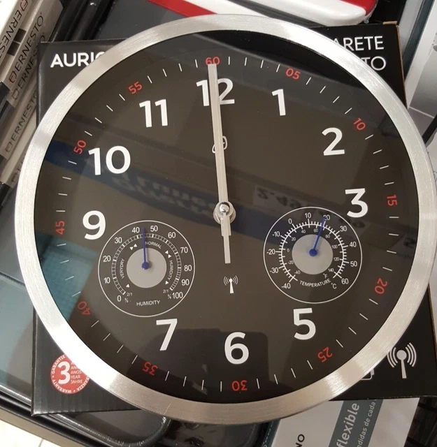 Orologio Da Parete Radiocontrollato 30cm | Con Meteo E Termometro, Silenzioso, Design Moderno