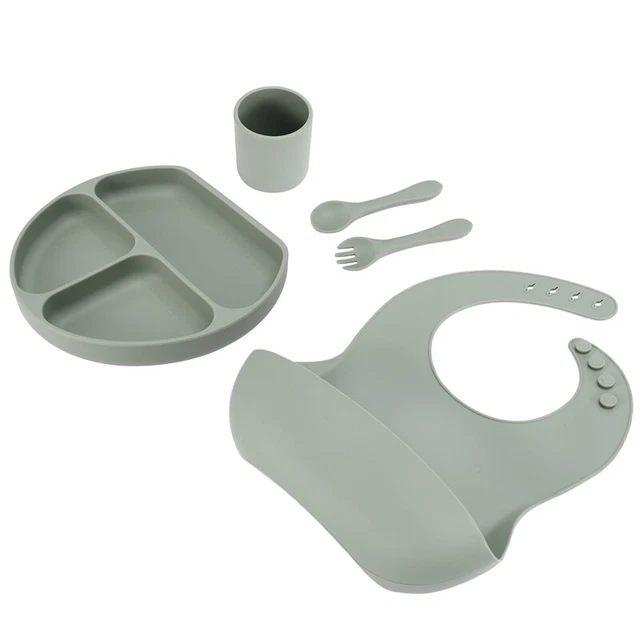 Juego de alimentación para bebé de 5 piezas - Tzchen de silicona, placa de succión compartida, Ge V1G8