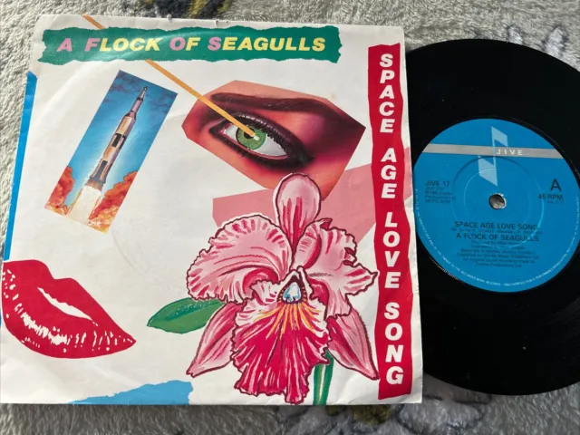 A FLOCK OF SEAGULLS - Space Age Love Song 7” Single Vinyl Record 1982 Jive 17 Ex