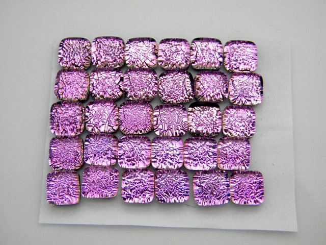 SPARKLE CRINKLE 30 pcs SQUARE DICHROIC earring bracelet FUSED GLASS (J9) CABS